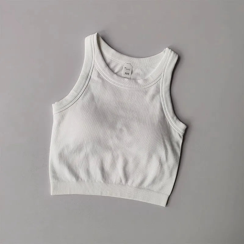 Top Esportivo Feminino Sem Costura com Bojo – Cropped para Yoga, Corrida e Academia