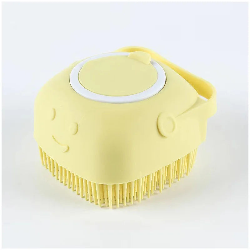 Escova de Banho para Pets em Silicone | Massageadora com Dispenser de Shampoo