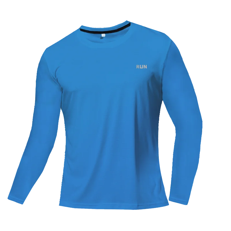 Camiseta Fitness Masculina Respirável com Manga Longa – Rápida Secagem para Treinos