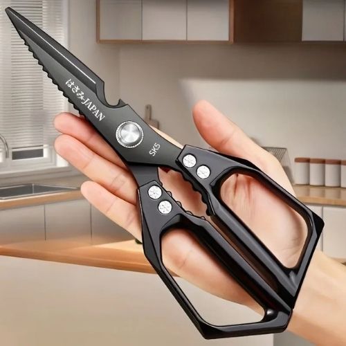 Tesoura Multiuso para Cozinha – Cortador de Ossos, Descascador de Escamas e Abridor