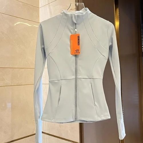 Jaqueta Fitness Feminina com Zíper – Manga Longa, Slim e Aquecida para Yoga e Corrida