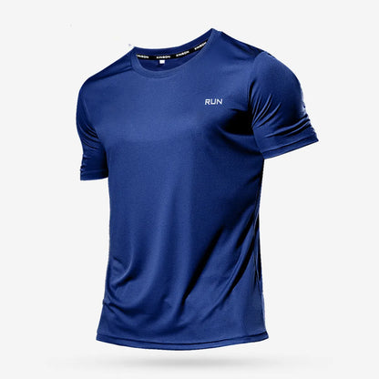 Camiseta Fitness Masculina Respirável com Manga Curta – Rápida Secagem para Treinos