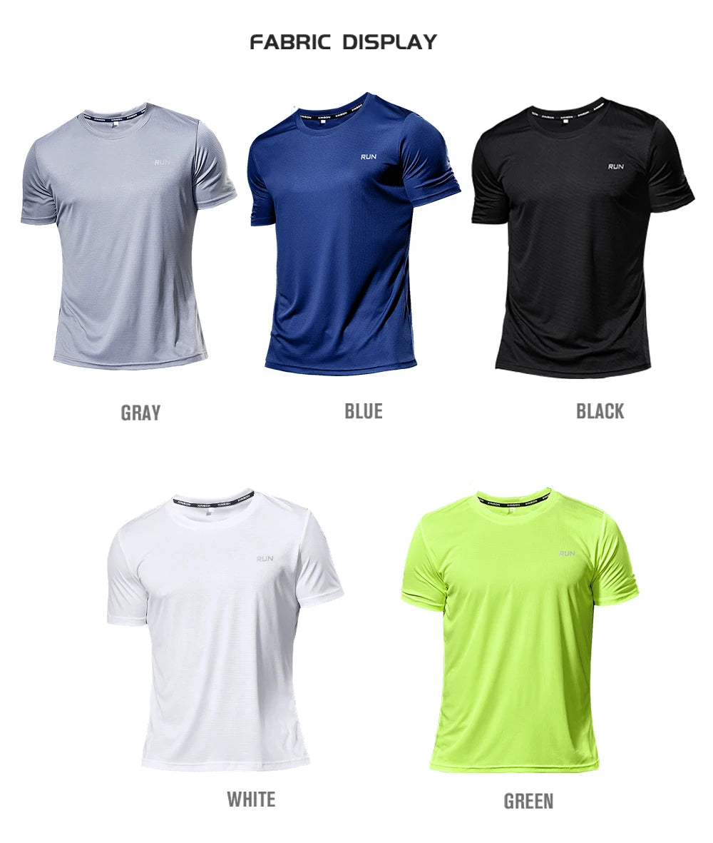 Camiseta Fitness Masculina Respirável com Manga Curta – Rápida Secagem para Treinos