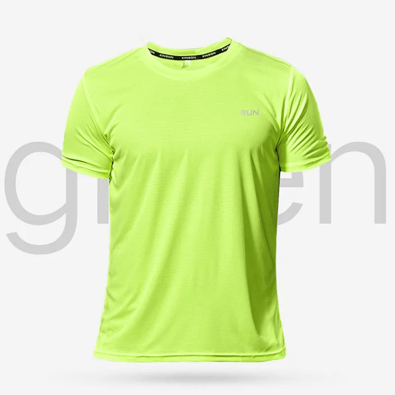 Camiseta Fitness Masculina Respirável com Manga Curta – Rápida Secagem para Treinos