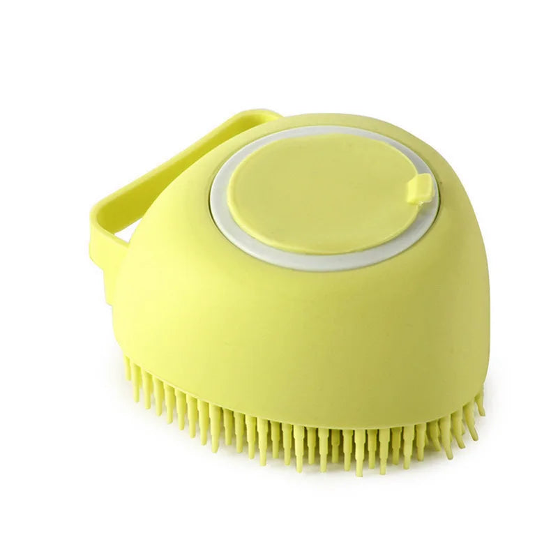 Escova de Banho para Pets em Silicone | Massageadora com Dispenser de Shampoo