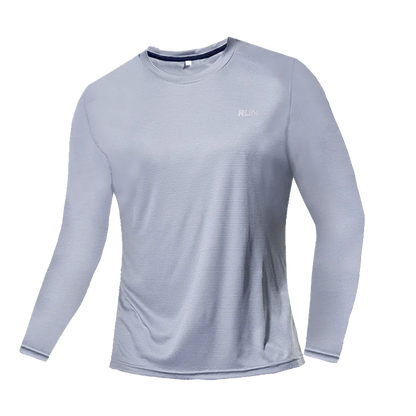 Camiseta Fitness Masculina Respirável com Manga Longa – Rápida Secagem para Treinos