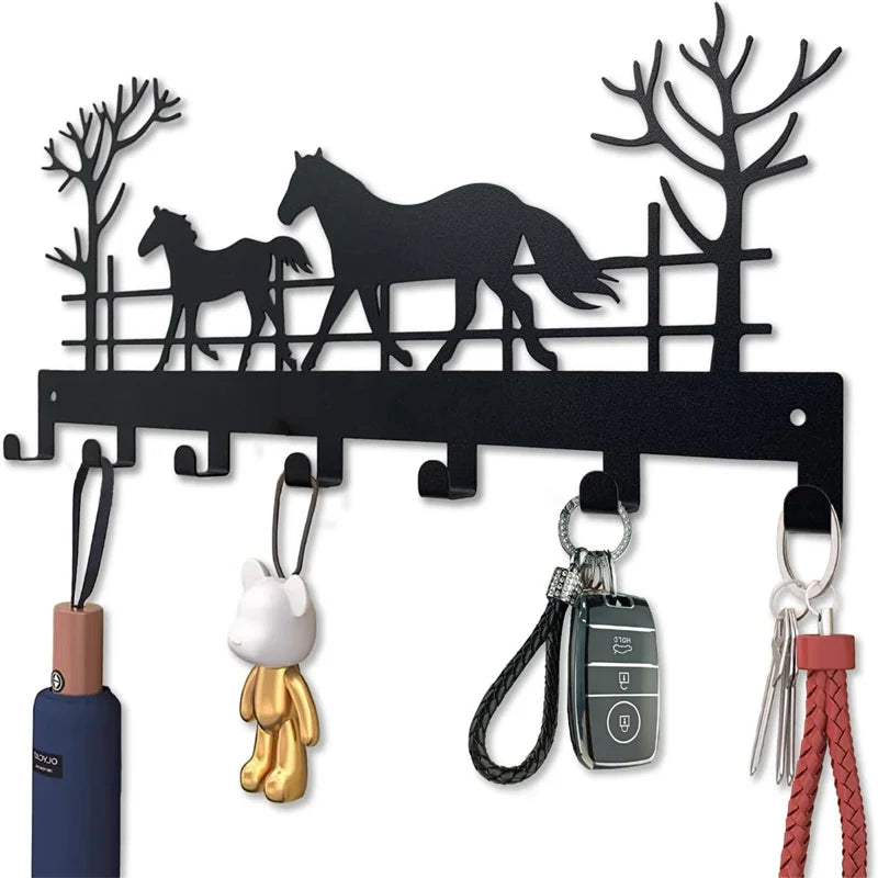 Beautiful mountain forest shape metal key holder wall hooks organizer door entryway hallway kitchen wall decor rack hook
