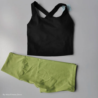 Conjunto Fitness Feminino 2 Peças – Top Cropped Manga Longa e Shorts Cintura Alta para Treino