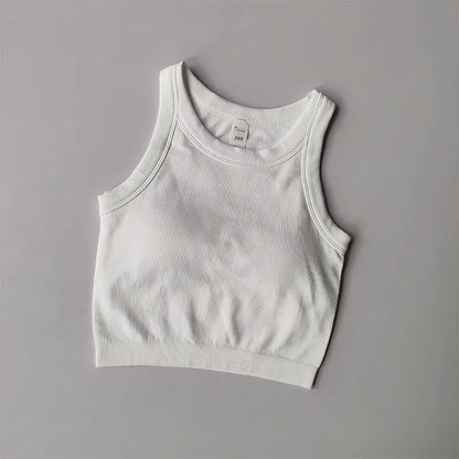 Top Esportivo Feminino Sem Costura com Bojo – Cropped para Yoga, Corrida e Academia