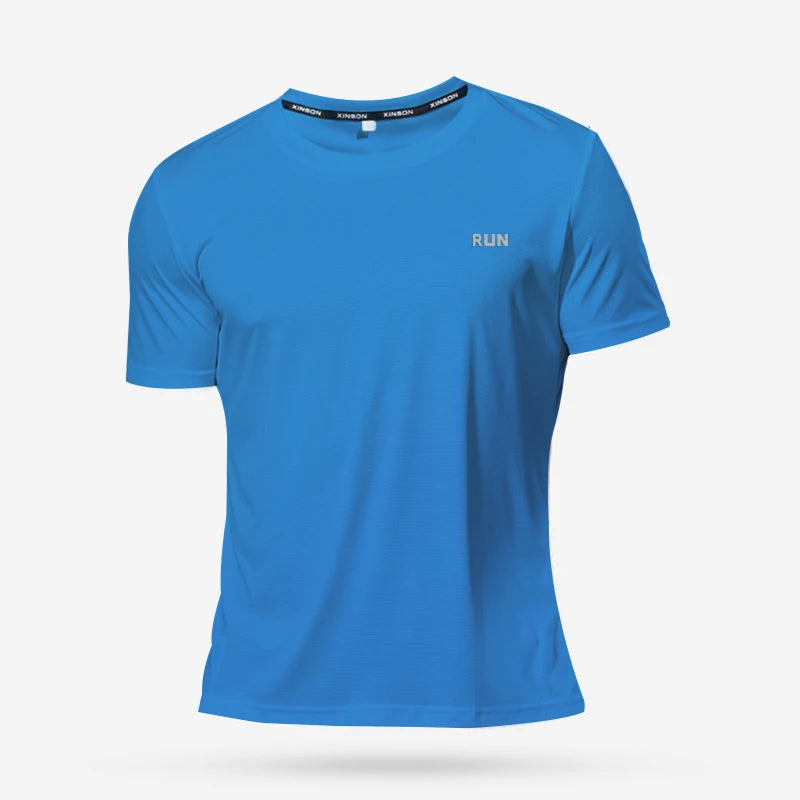 Camiseta Fitness Masculina Respirável com Manga Curta – Rápida Secagem para Treinos