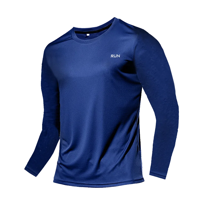 Camiseta Fitness Masculina Respirável com Manga Longa – Rápida Secagem para Treinos