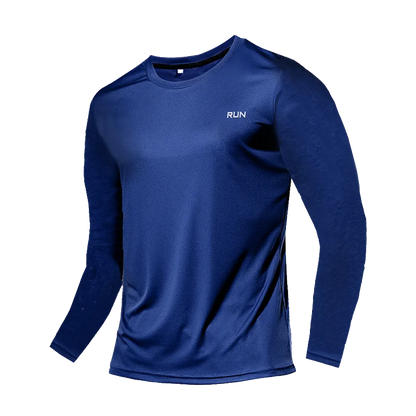 Camiseta Fitness Masculina Respirável com Manga Longa – Rápida Secagem para Treinos