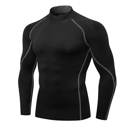 Camiseta Térmica Masculina com Compressão – Gola Alta e Manga Longa para Atividades Físicas