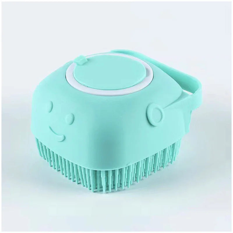 Escova de Banho para Pets em Silicone | Massageadora com Dispenser de Shampoo