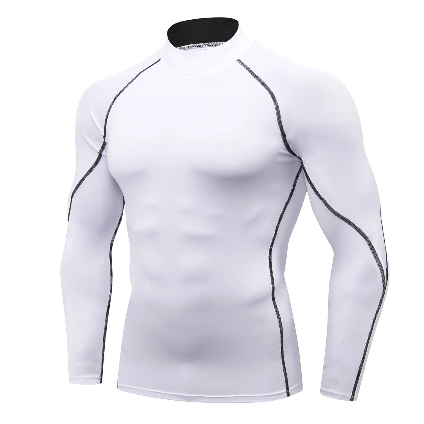Camiseta Térmica Masculina com Compressão – Gola Alta e Manga Longa para Atividades Físicas