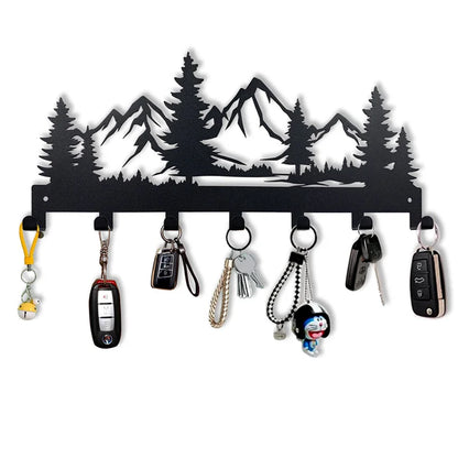 Beautiful mountain forest shape metal key holder wall hooks organizer door entryway hallway kitchen wall decor rack hook