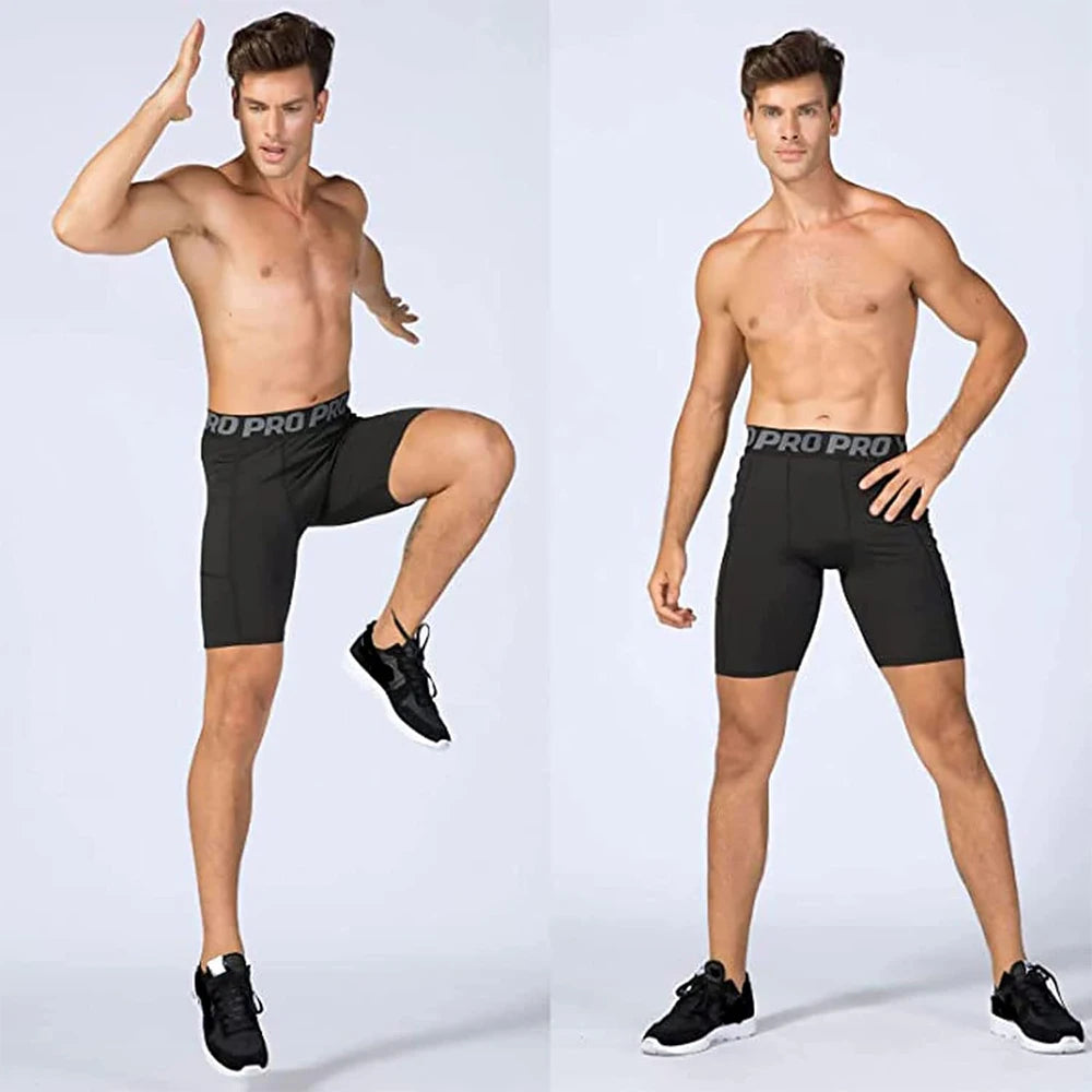 Shorts Masculino Academia com Bolsos + Legging Compressão para Corrida e Basquete
