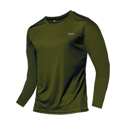 Camiseta Fitness Masculina Respirável com Manga Longa – Rápida Secagem para Treinos