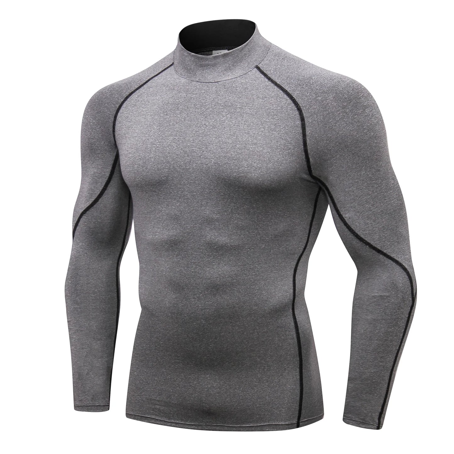 Camiseta Térmica Masculina com Compressão – Gola Alta e Manga Longa para Atividades Físicas