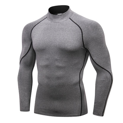 Camiseta Térmica Masculina com Compressão – Gola Alta e Manga Longa para Atividades Físicas