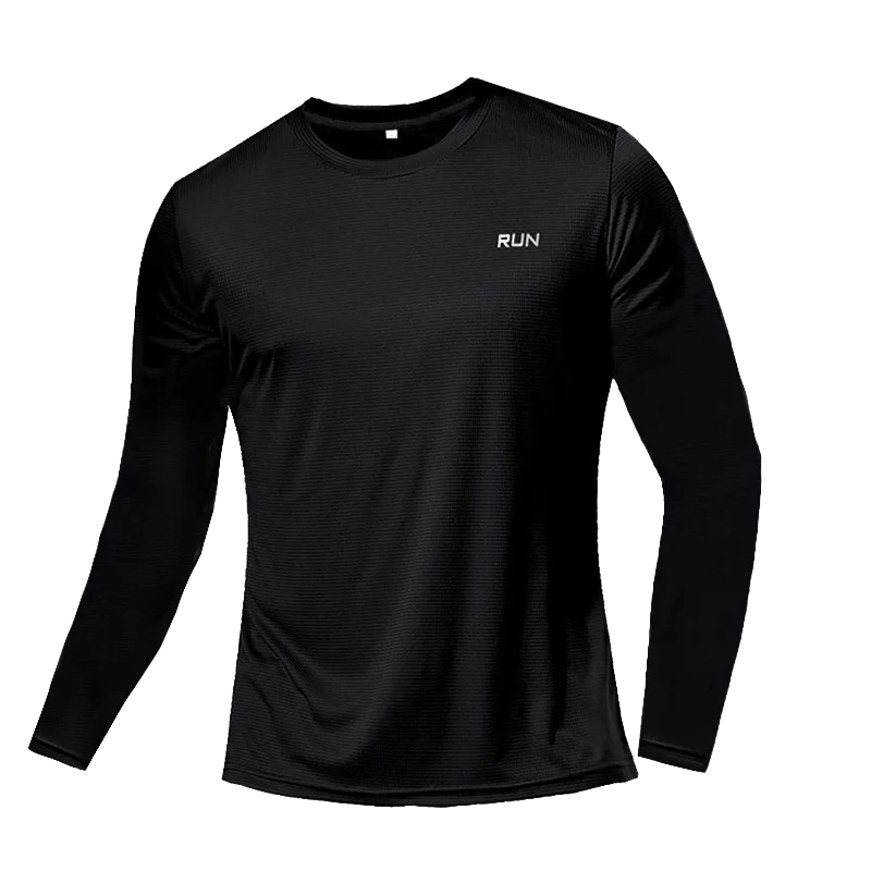 Camiseta Fitness Masculina Respirável com Manga Longa – Rápida Secagem para Treinos