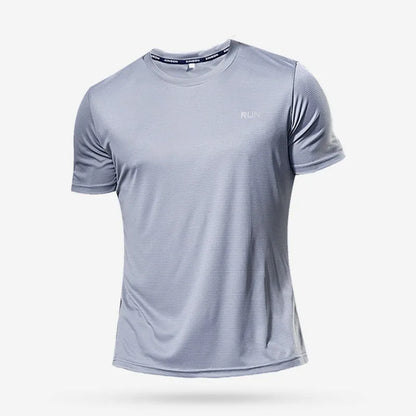 Camiseta Fitness Masculina Respirável com Manga Curta – Rápida Secagem para Treinos