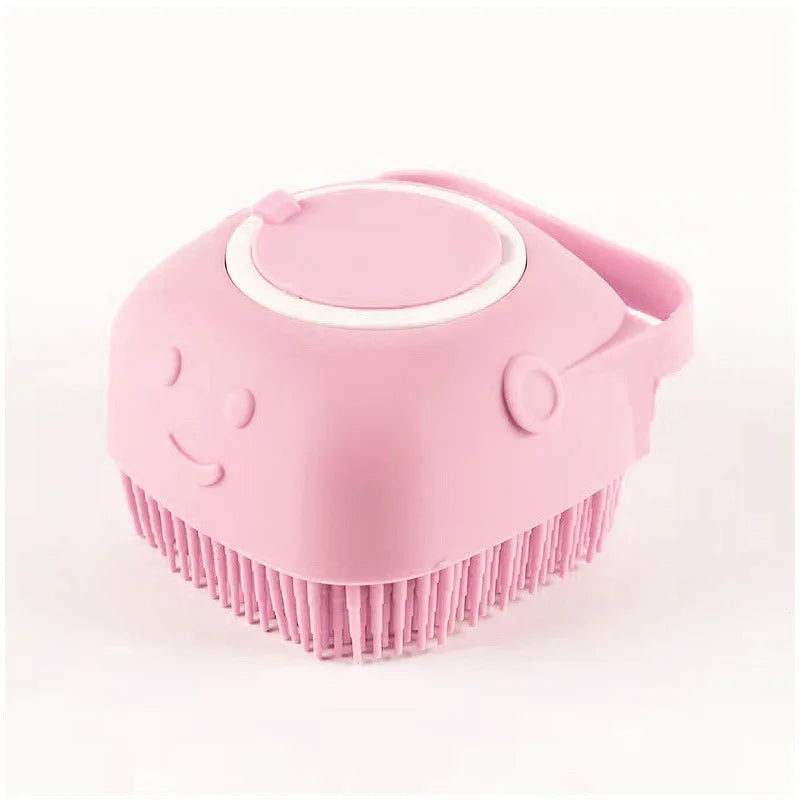 Escova de Banho para Pets em Silicone | Massageadora com Dispenser de Shampoo