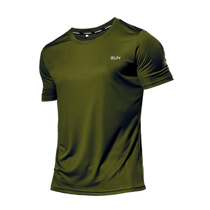 Camiseta Fitness Masculina Respirável com Manga Curta – Rápida Secagem para Treinos