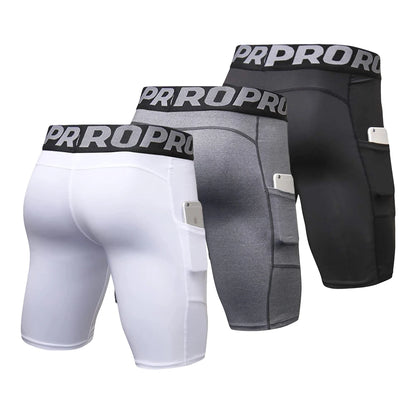 Shorts Masculino Academia com Bolsos + Legging Compressão para Corrida e Basquete