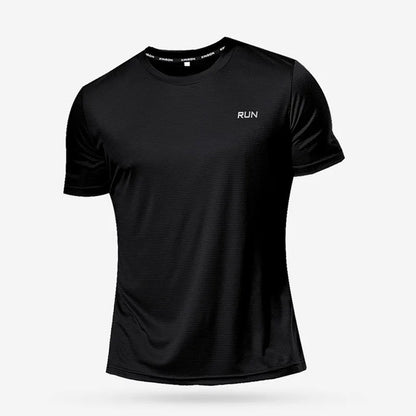 Camiseta Fitness Masculina Respirável com Manga Curta – Rápida Secagem para Treinos