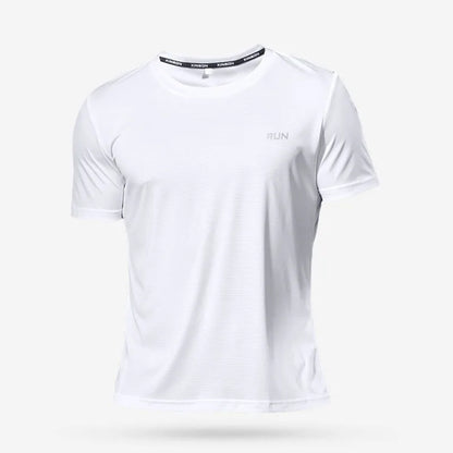 Camiseta Fitness Masculina Respirável com Manga Curta – Rápida Secagem para Treinos