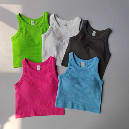 Top Esportivo Feminino Sem Costura com Bojo – Cropped para Yoga, Corrida e Academia