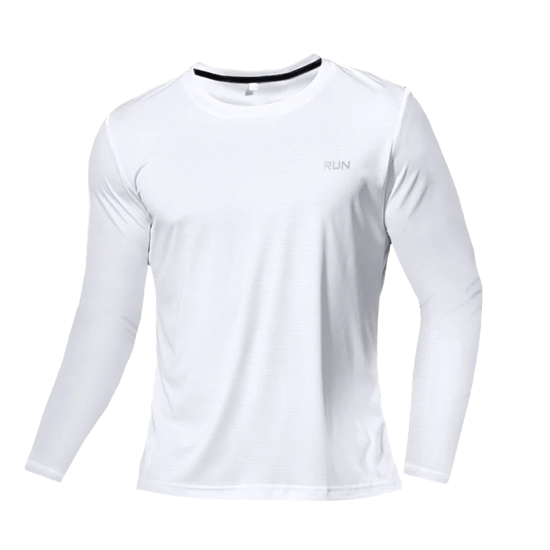 Camiseta Fitness Masculina Respirável com Manga Longa – Rápida Secagem para Treinos
