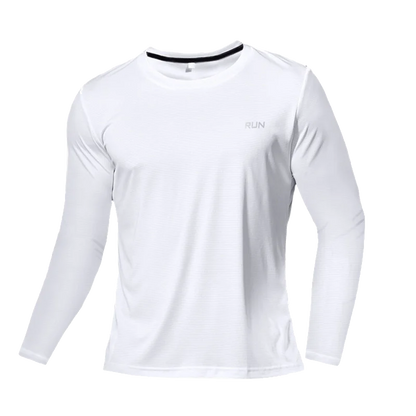 Camiseta Fitness Masculina Respirável com Manga Longa – Rápida Secagem para Treinos