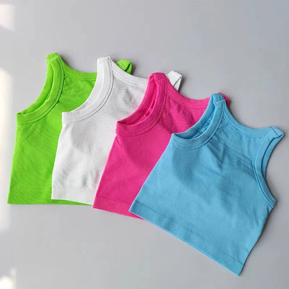 Top Esportivo Feminino Sem Costura com Bojo – Cropped para Yoga, Corrida e Academia