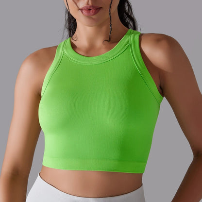 Top Esportivo Feminino Sem Costura com Bojo – Cropped para Yoga, Corrida e Academia