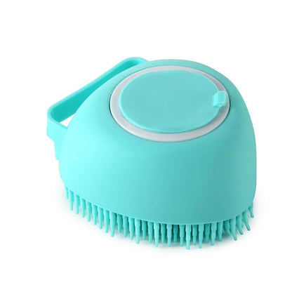Escova de Banho para Pets em Silicone | Massageadora com Dispenser de Shampoo