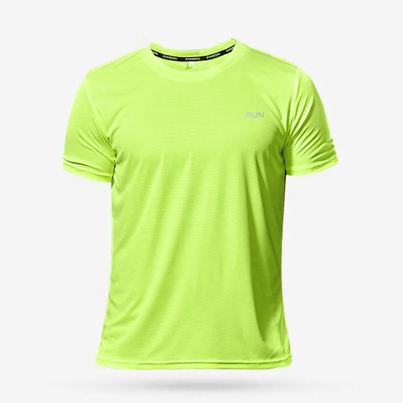 Camiseta Fitness Masculina Respirável com Manga Curta – Rápida Secagem para Treinos