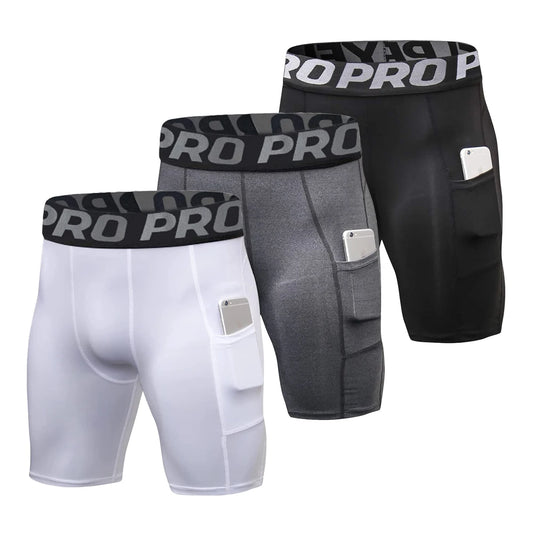 Shorts Masculino Academia com Bolsos + Legging Compressão para Corrida e Basquete