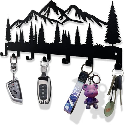 Beautiful mountain forest shape metal key holder wall hooks organizer door entryway hallway kitchen wall decor rack hook