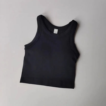 Top Esportivo Feminino Sem Costura com Bojo – Cropped para Yoga, Corrida e Academia