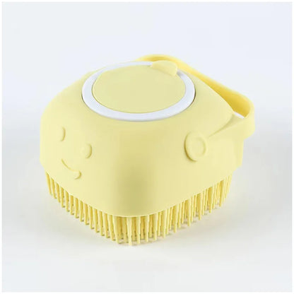 Escova de Banho para Pets em Silicone | Massageadora com Dispenser de Shampoo