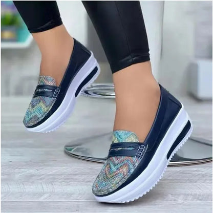 Tênis Feminino Slip-On com Plataforma | Leve, Respirável, Super Estiloso, Vulcanizado e Ideal para o Dia a Dia