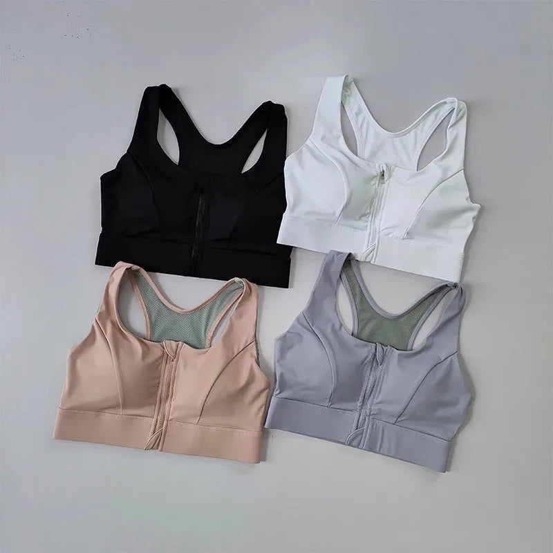 Top Fitness Feminino com Zíper – Suporte Forte e Tecnologia Quick Dry para Treinos Intensos
