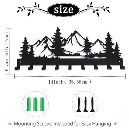 Beautiful mountain forest shape metal key holder wall hooks organizer door entryway hallway kitchen wall decor rack hook