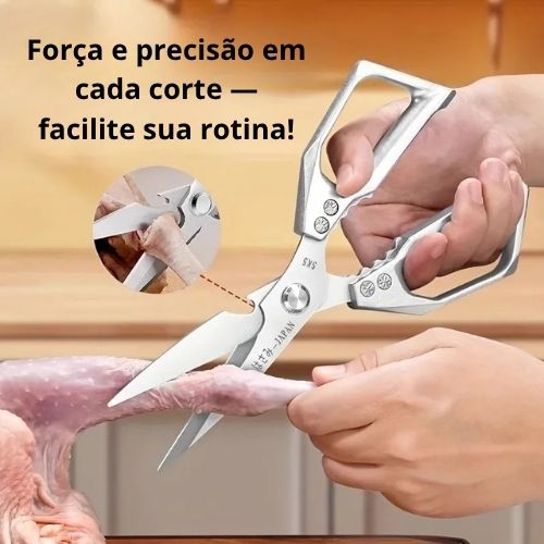 Tesoura Multiuso para Cozinha – Cortador de Ossos, Descascador de Escamas e Abridor