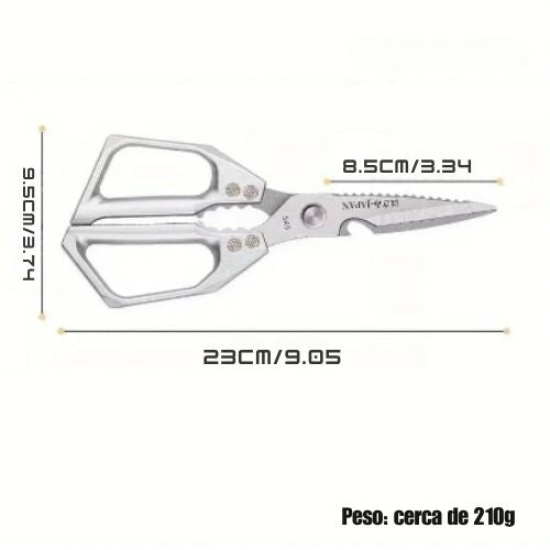 Tesoura Multiuso para Cozinha – Cortador de Ossos, Descascador de Escamas e Abridor